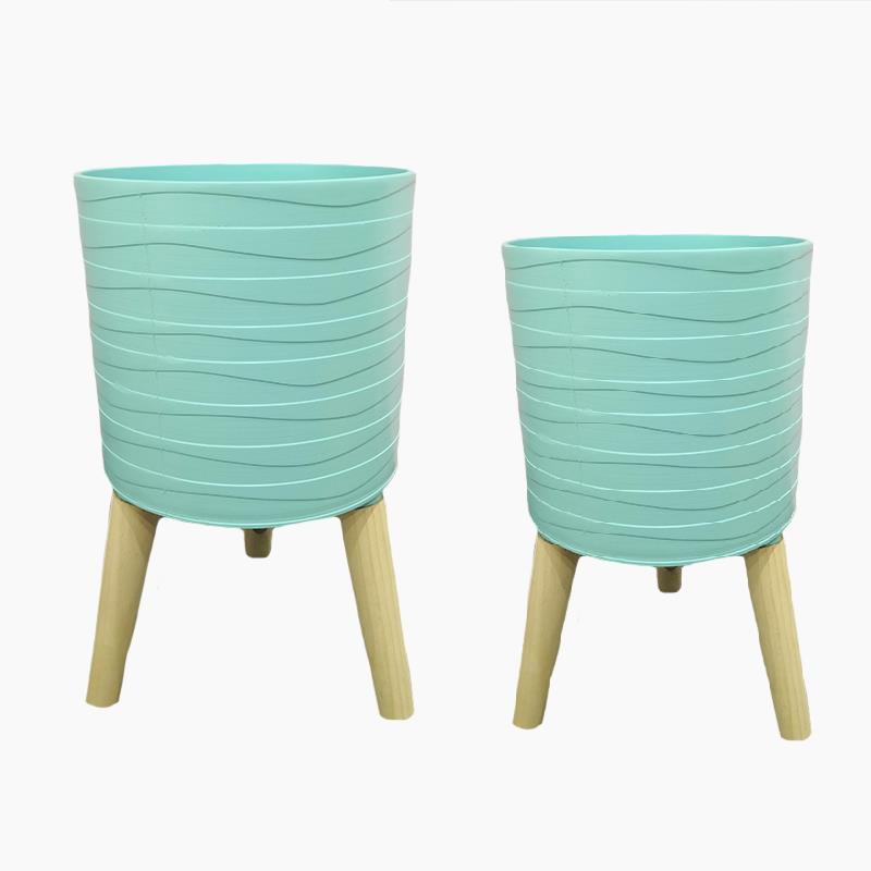 Set of 2 Tripod Planters Blue