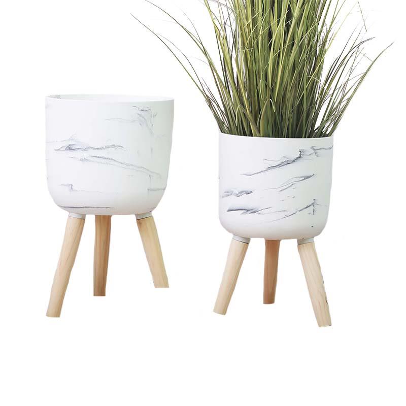 S/2 Tripod Planters Marble