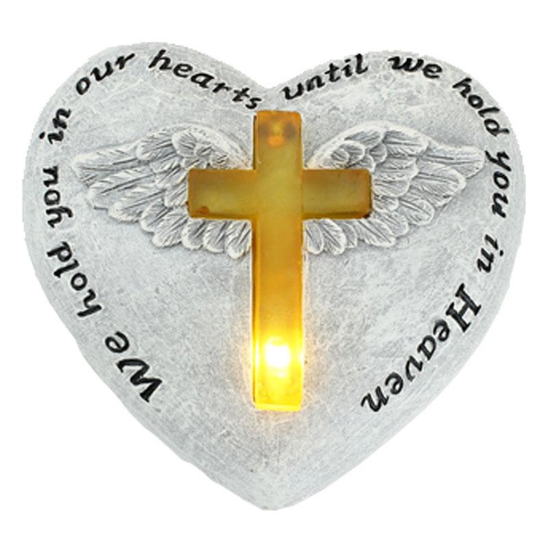 Flat Resin Heart w/ LED Cross