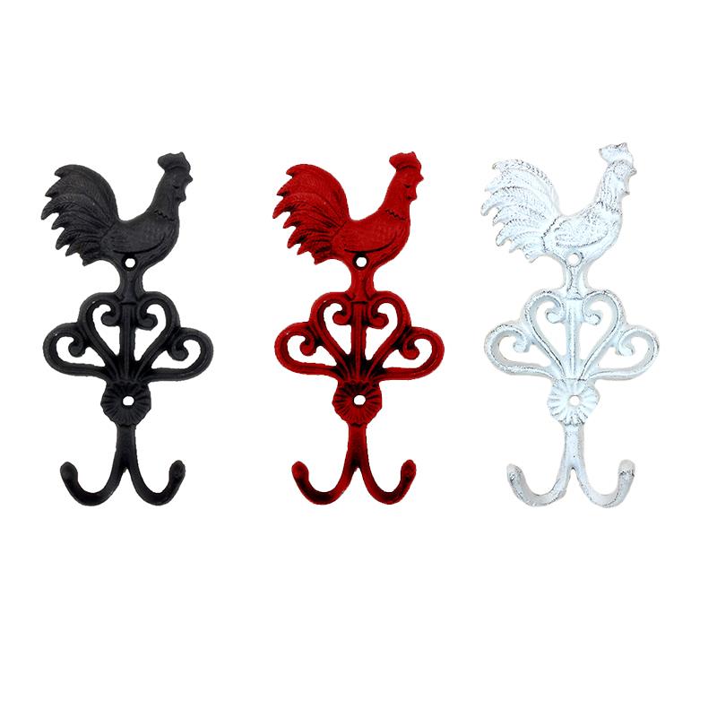 3 Asst. Cast Iron Rooster Hook