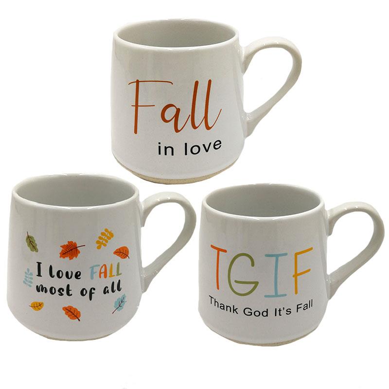 3 Asst. White Fall Mugs