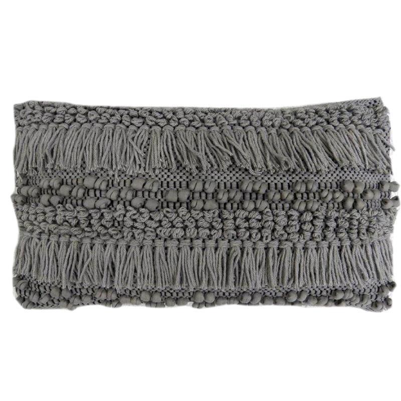 Grey Shag Lumbar Pillow