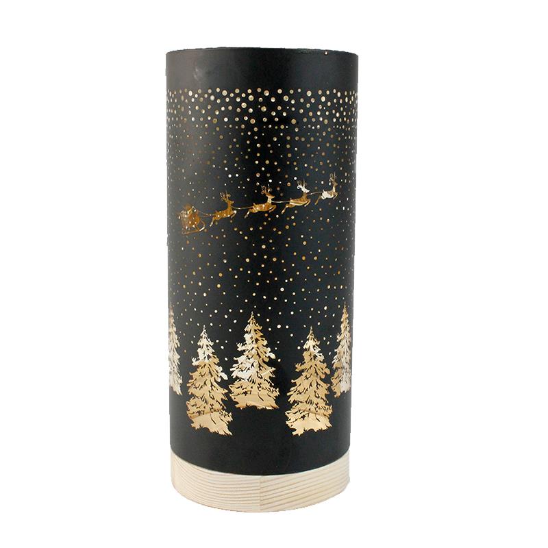 Black/Gold LED Sleigh Lantern