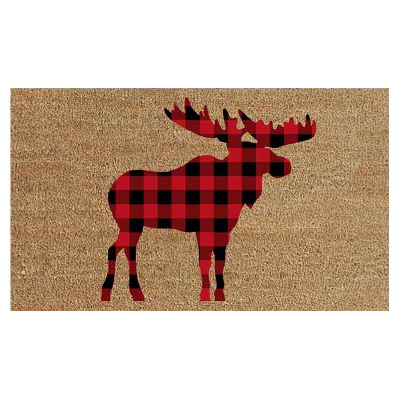 Plaid Moose DoorMat