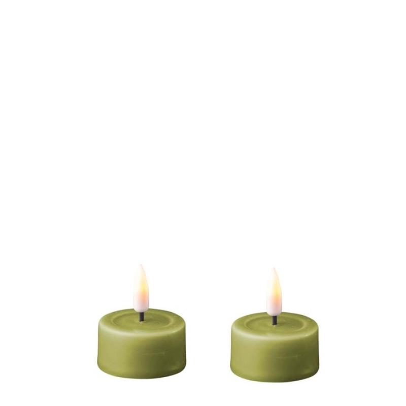 OLIVE GREEN LED TEALIGHT 1.65