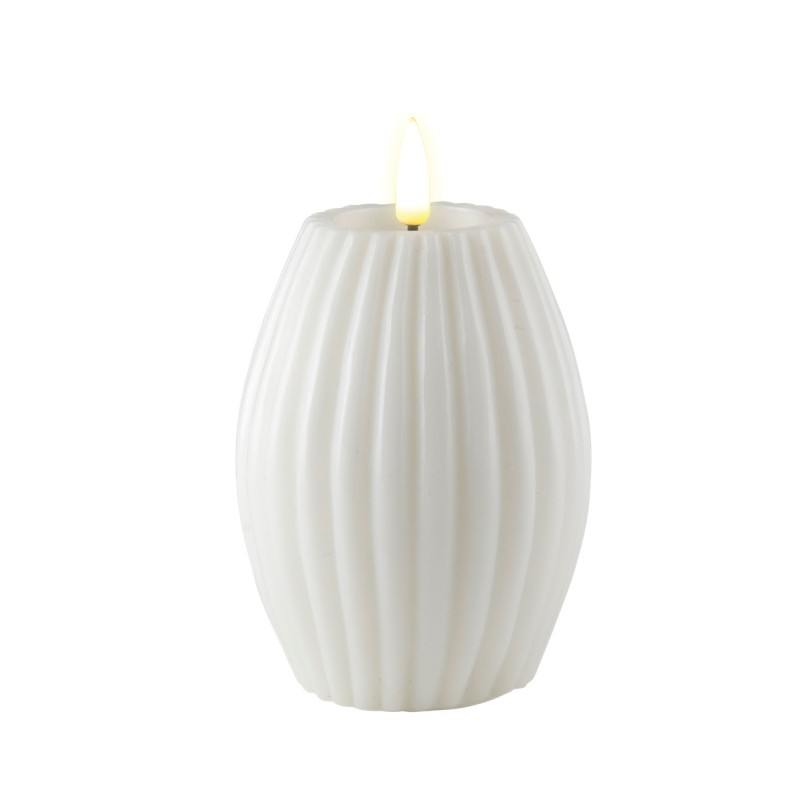 STRIPE CANDLE WHITE 3x4 INCH