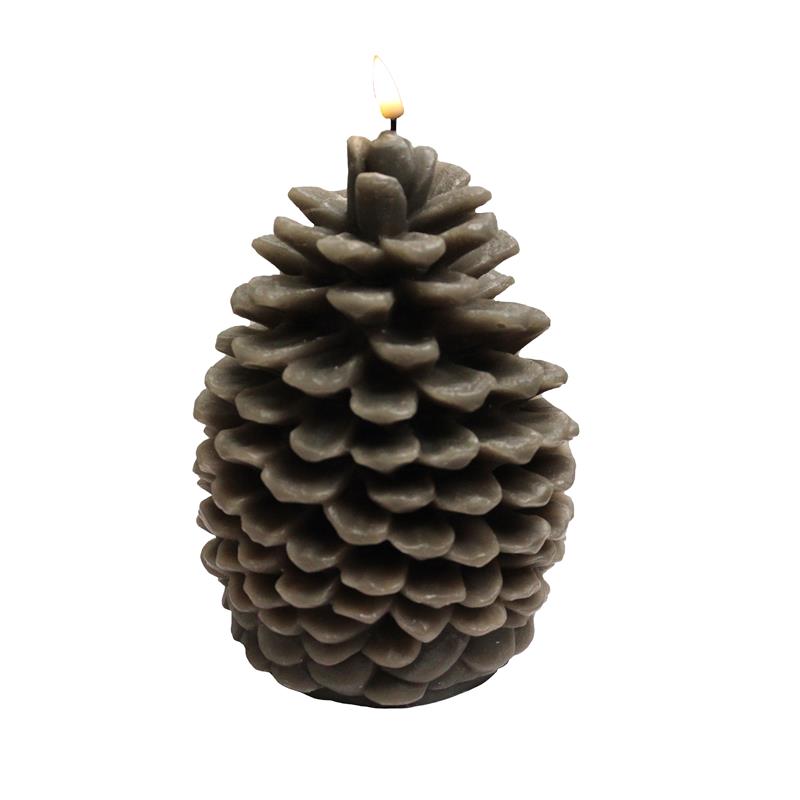 PINE CONE CANDLE BRWN 8 INCH